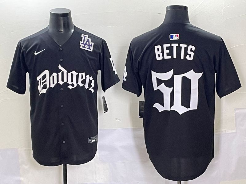 Men 2025 Los Angeles Dodgers #50 Betts Black Seventh generation Joint Name Nike MLB Jersey style 13